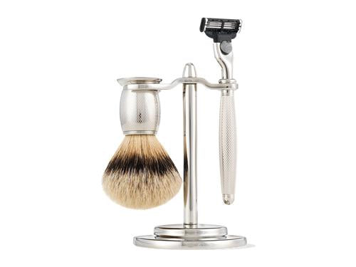 The Art of Shaving Mach 3 Engraved Nickel Plated Shaving Set